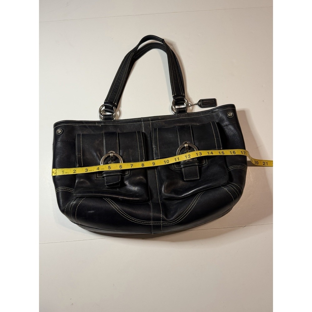 Vintage Coach SoHo Tote Satchel Bag 8A09 Y2K Black Leather Purse - Picture 10 of 11